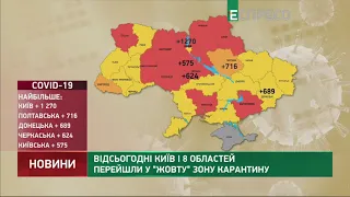 Відсьогодні Київ і 8 областей перейшли у жовту зону карантину