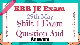 RRB JE 29th May Shift 1 Exam Question And Answers