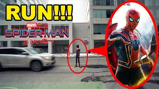IF YOU SEE SPIDER MAN RUN AWAY FAST! | SPIDER-MAN NO WAY HOME CAUGHT ON CAMERA  IN REAL LIFE?!