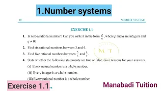9th class maths| chapter 1|👩‍🏫 Number system |💁‍♀️Exercise 1.1|with notes|