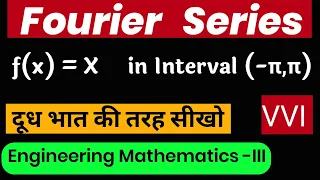 find Fourier Series of function f(x)= X  in the interval (-π,π)  || FOURIER SERIES Basics