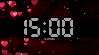 15 Minute Valentines Day Hearts February Countdown Timer (with calm music)