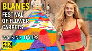 4K Blanes (Catalonia, Spain) Festival of Flower Carpets Walking Tour • June 2023