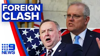 Albanese and Morrison clash over US relationship | 9 News Australia
