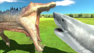 Long Battle  1vs1 ARBS｜Spinosaurus VS Great White Shark --Animal Revolt Battle Simulator @GWFun