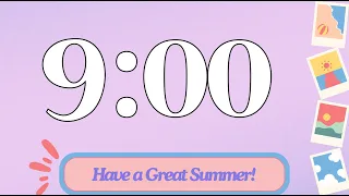 9 Minute Cute Classroom Timer | Happy Summer Timer | (No Music, Electric Piano Alarm at End)