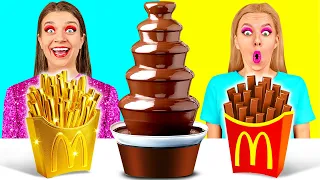 Chica Rica vs Chica Pobre Desafío De Fondue De Chocolate | Situaciones Divertidas BooBoom Challenge