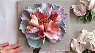 Рисую объёмный пион. Скульптурная живопись. Необычная техника рисования цветов. Барельеф. Time-lapse