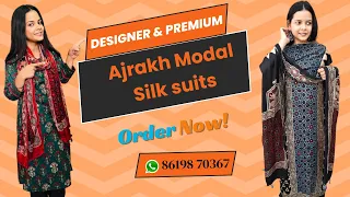 Ajrakh Modal Silk suits with hand mirror work - WA : 86198 70367 #ajrakh #suitsforwomen