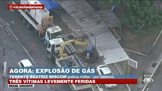 Explosão de gás em obra da Sabesp deixa três feridos