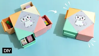 Organizador de Papel com Mini Gavetas - Dobraduras de papel - Caixinha com gavetas DIY