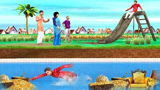 Magical Waterslide Underground Swimming Pool  Funny Comedy Video - Hindi Kahani