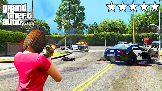 GTA 5 CRAZY GIRL FIVE STAR WANTED LEVEL POLICE RAMPAGE CHAOS ESCAPE!
