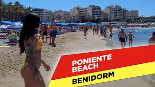 BENIDORM PONIENTE BEACH WALKING TOUR 4K VIDEO. Best beaches of Costa Blanca, Spain