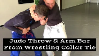 Judo Throw & Arm Bar from Wrestling Collar Tie