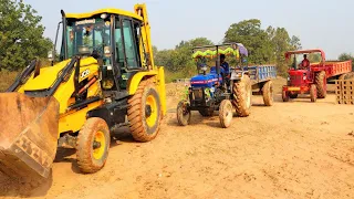 JCB 3dx Xpert loading Field Mud | Eicher 485 Tractor | Mahindra 275 Di | Powertrac 434 #jcb #tractor