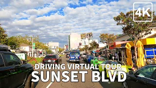 [4K] SUNSET BLVD - Driving virtual tour Sunset Blvd, Los Angeles - California, USA - 4K