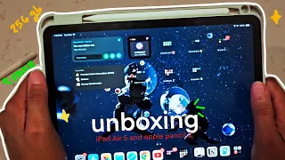 📦Unboxing iPad Air 5th generation 256gb in starlight + Apple Pencil 2 + accessories