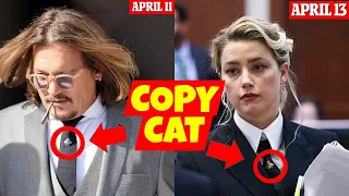 Amber Heard is accused of COPYING Johnny Depp's courtroom outfits in a sartorial 'mind game'.