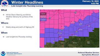 NWS Springfield 2/16/2022 Weather Briefing: Severe Storms, Flooding, and Wintry Weather
