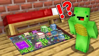Mikey and JJ Found SECRET TINY CITY UNDER BED in Minecraft ! (Maizen)