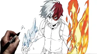 How To Draw Todoroki (Ice & Fire) | Step By Step | My Hero Academia