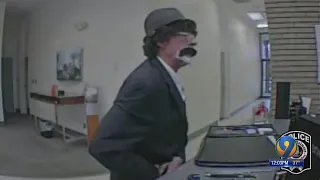 Surveillance video captures Belmont bank robber in unique disguise