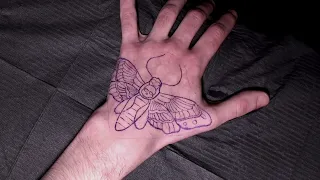 Moth hand tattoo - Tattoo time lapse