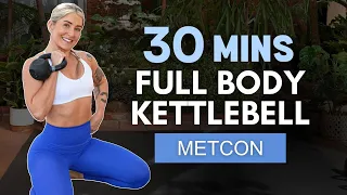 30 Min FULL BODY Kettlebell METCON | Including warm up & cool down | With modifications | NO REPEATS