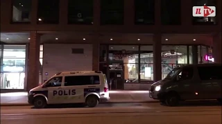 Finnish police securing a shopping centre after a bomb threat - Helsinki 2017