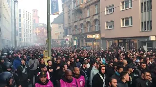 LE CORTEGE DES ULTRAS MARSEILLAIS A FRANKFURT !