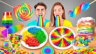 RAINBOW FOOD CHALLENGE || Eating Everything Only In 1 Color For 24 Hours By 123 GO! CHALLENGE