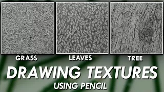 How To DRAW Realistic TEXTURES using PENCILS! - Grass, Leaves & Tree Bark