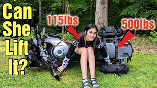 Can A 115lb Girl Pick Up A 500lb Motorcycle? | 2 Ways To Pick Up A Motorcycle | Monkey & Solo