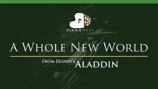 ZAYN, Zhavia Ward - A Whole New World (End Title) Aladdin - LOWER Key (Piano Karaoke / Sing Along)