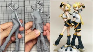 鏡音リン&レンのフィギュアを作ってみた【粘土】How to make a figure of Kagamine Lin & Ren.