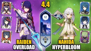 F2P C0 Raiden Overload & C0 Nahida Hyperbloom | Spiral Abyss 4.4 Floor 12 9 Stars | Genshin Impact