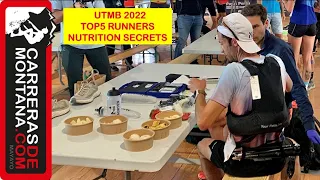 UTMB 2022: TOP5 RUNNERS NUTRITION SECRETS. Kilian, Matthieu, Jim. Tom & Zack refuelling after 153km