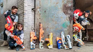 LTT Films : Couple Silver Flash Nerf Guns Fight Rocket Mask Brick Factory Battlefield Nerf Mod WAR