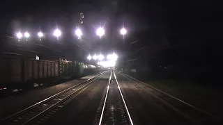 Вид из окна поезда - со ст.Плесецкая по ночному лесу