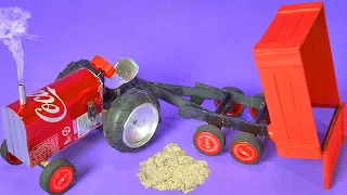 Make an Amazing Farm Tractor and Trailer with DC Motor and Soda Cans