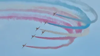 Red Arrows Royal Air Force Aerobatic Team flying Display at Sanicole Sunset AirShow 2021