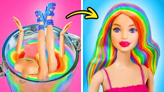 BARBIE EST UNE GEEK🤓 Relooking de Poupée 💝 Astuces & Gadgets pour Riches VS Pauvres 123 GO! TRENDS