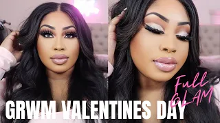 VALENTINE'S DAY FULL GRWM TRANSFORMATION | MAKEUP + HAIR +OUTFIT