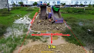 Best Project Build and Connect New Road by Amazing Bulldozer Komatsu with Many Dump truck Unloading