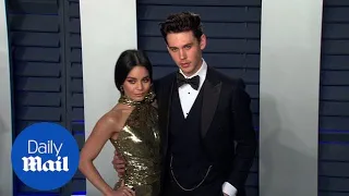 Vanessa Hudgens stuns in gold dress at Vanity Fair Oscar Party