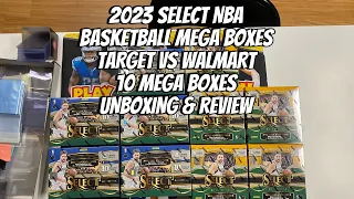 2023-24 Panini Select NBA Basketball 10 Mega Boxes Opening.  Target vs Walmart (Unboxing & Review)