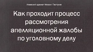 Иж Адвокат Пастухов. Как проходит процесс рассмотрения апелляционной жалобы по уголовному делу.