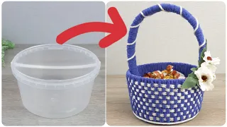 From a plastic bucket I made an original basket with my own hands