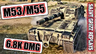 WoT M53/M55 Gameplay ♦ 6 Frags 6.8k Dmg ♦ SPG Arty Review